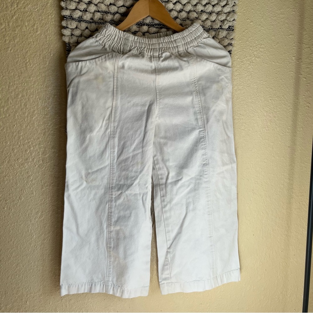 Elizabeth Suzann Cream Elastic-Waist Wide Crop Pants